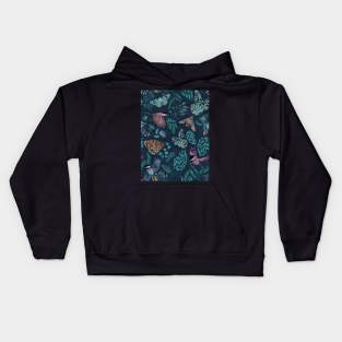 Moody moth, bird and butterfly Kids Hoodie